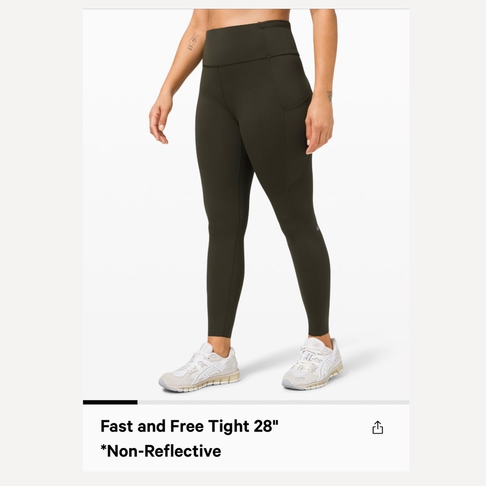 Lululemon Fast and Free Tight 28” Size 4
